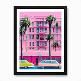 Pink Budapest Hotel Surreal Art Print