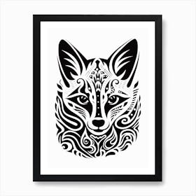 Linocut Fox Abstract Line Illustration 6 Art Print