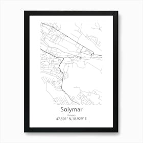 Solymar,Hungary Minimalist Map Art Print