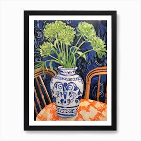 Flowers In A Vase Still Life Painting Agapanthus 1 Art Print