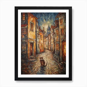 Painting Of Vienna With A Cat In The Style Of Renaissance, Da Vinci 4 Art Print