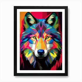 Wolf Geometric Abstract 4 Art Print