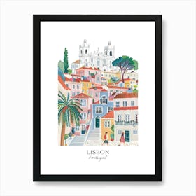 Lisbon Portugal Gouache Travel Illustration Art Print