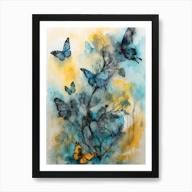 Blue Butterflies Art Print