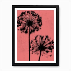 Coral black allium Art Print