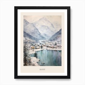 Vintage Winter Painting Poster Banff Canada 3 Art Print