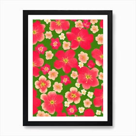 Apple Blossom Repeat Retro Flower Art Print