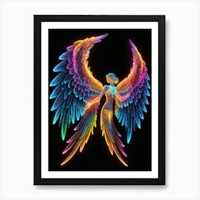 Neon Angel Wings 8 Art Print