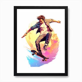 Skateboarding In Santiago, Chile Gradient Illustration 4 Art Print