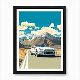 A Nissan Gt R In The Andean Crossing Patagonia Illustration 1 Art Print