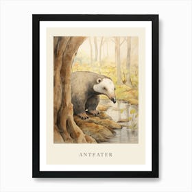 Beatrix Potter Inspired  Animal Watercolour Anteater Affiche