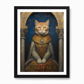 Royal Cat In The Style Of A Romantesque Painting 2 Art Print