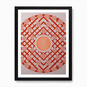Geometric Abstract Glyph Circle Array in Tomato Red n.0071 Art Print