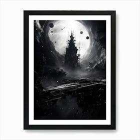 Interstellar Voyage Abstract Black And White 12 Art Print