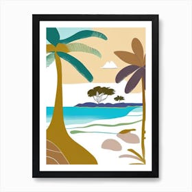 La Digue Seychelles Muted Pastel Tropical Destination Art Print