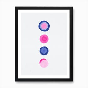 Circles Retro Geomectric Pink Blue Art Print