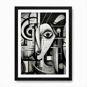 Connection Abstract Black And White 5 Art Print
