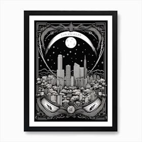 Los Angeles, United States,, Tarot Card Travel  Line Art 1 Art Print