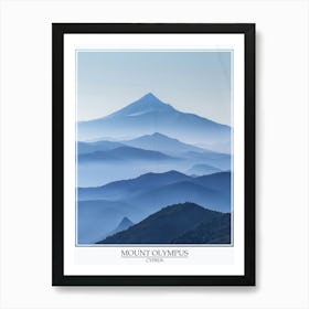 Mount Olympus Cyprus Color Line Drawing 8 Poster Art Print