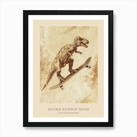 Pachycephalosaurus Vintage Dinosaur Poster 2 Art Print