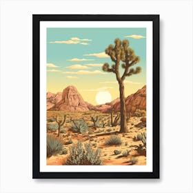  Retro Illustration Of A Joshua Trees In Mojave Desert 8 Art Print