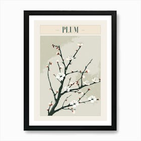 Plum Tree Minimal Japandi Illustration 3 Poster Art Print