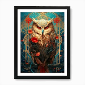 Owl With Red Eyes Art Print