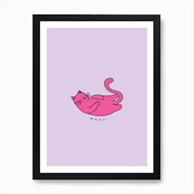 Lilac And Pink Meow Cat Art Print