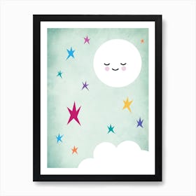 Sleepy Moon Nursery Art Print