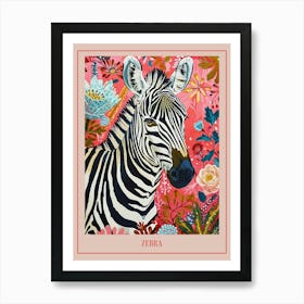 Floral Animal Painting Zebra 2 Poster Art Print