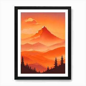 Misty Mountains Vertical Composition In Orange Tone 88 Art Print