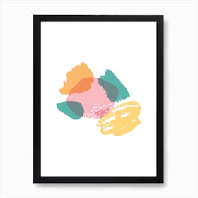 Abstract Pink and Teal Crazy Shapes Art Print