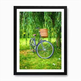 Bicycle And Willow Tree Art Print