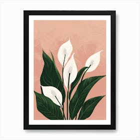 Peace Lily Plant Minimalist Illustration 4 Poster