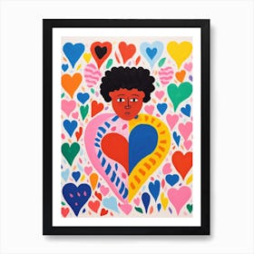 Heart Portrait Of A Person Matisse Inspired Patterns 1 Art Print