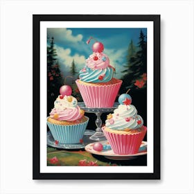 Cake With Frosting Vintage Cookbook Style 1 Art Print