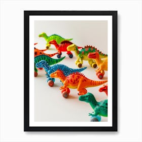 Colourful Toy Dinosaur Roller Skating Race Art Print