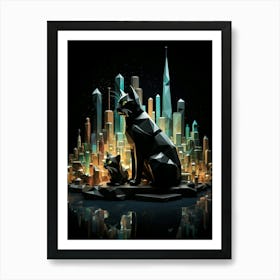 Black Cat City Poly Art Print