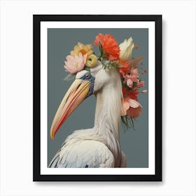 Bird With A Flower Crown Pelican 1 Art Print