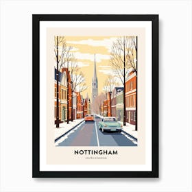 Vintage Winter Travel Poster Nottingham United Kingdom 2 Art Print