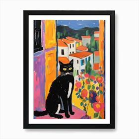 Painting Of A Cat In Montepulciano Italy 2 Art Print