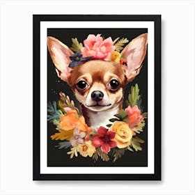 Chihuahua Portrait With A Flower Crown, Matisse Painting Style 3 Art Print