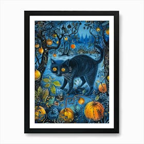 Black Cat In The Forest 3 Art Print