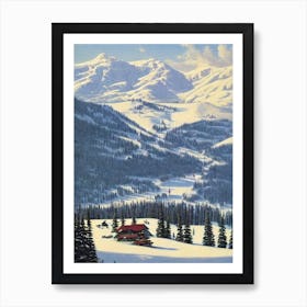 Sun Peaks, Canada Ski Resort Vintage Landscape 1 Skiing Poster Art Print