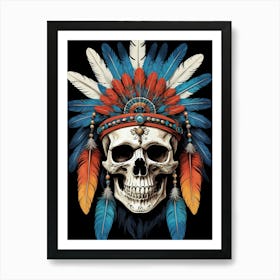 Skull Indian Headdress (15) Art Print