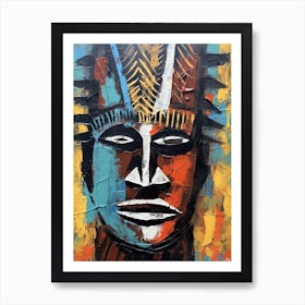 Mysteries Unmasked; African Tribal Tapestry Art Print