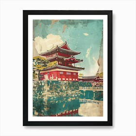 Kyoto Imperial Castle Mid Century Modern Art Print