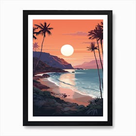 Illustration Of Hanauma Bay Honolulu Hawaii In Pink Tones 4 Art Print