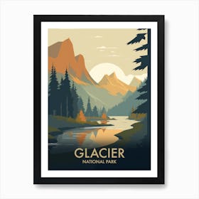 Glacier National Park Vintage Travel Poster 16 Art Print