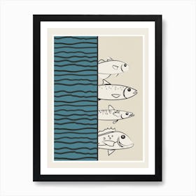 Abstract Fishes On A Wave 3 Art Print